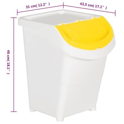 vidaXL Cubos de basura apilables con tapa 3 uds PP blanco 120 L