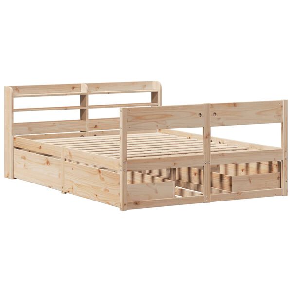 vidaXL Estructura de cama sin colch&oacute;n madera maciza de pino 135x190 cm