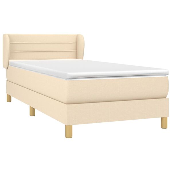 vidaXL Cama box spring con colch&oacute;n tela color crema 90x190 cm