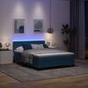 vidaXL Cama Box Spring LED con LED Azul Oscuro 140 x 200 cm Terciopelo