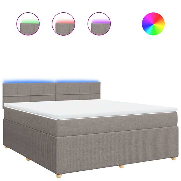 vidaXL Cama box spring con colch&oacute;n tela gris taupe 180x200 cm