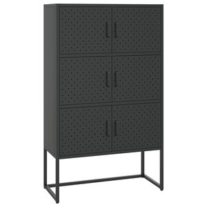 vidaXL Aparador de acero negro 80x35x135 cm