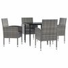 vidaXL Juego de comedor jard&iacute;n 5 pzas rat&aacute;n sint&eacute;tico acero gris negro