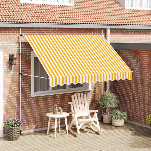 vidaXL Toldo manual retr&aacute;ctil 300 cm naranja y blanco a rayas