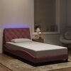vidaXL Estructura de cama con LED sin colch&oacute;n terciopelo rosa 100x200 cm