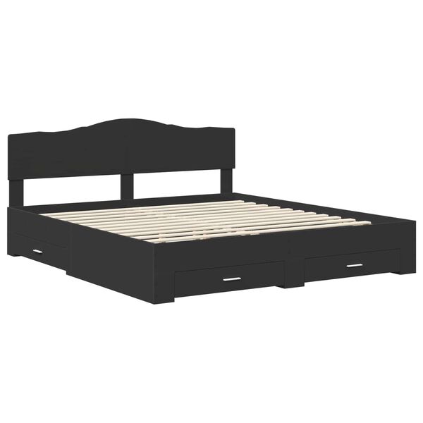vidaXL Estructura de cama Negro 200 x 200 cm Madera de ingenier&iacute;a