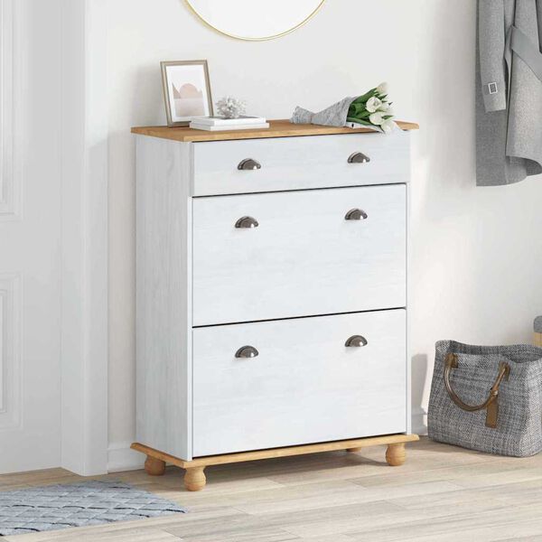 vidaXL Armario Zapatero ASKIM 85 x 35 x 108 cm Madera de pino macizo