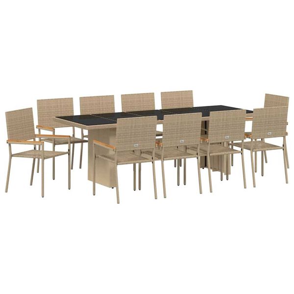 vidaXL Conjunto de Comedor de Jard&iacute;n 11 pcs Beige rat&aacute;n sint&eacute;tico