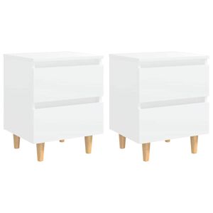vidaXL Mesitas de noche 2 uds patas madera maciza blanco 40x35x50 cm