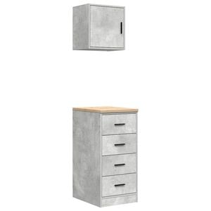 vidaXL Armarios 2 uds para garaje madera de ingenier&iacute;a ris hormig&oacute;n