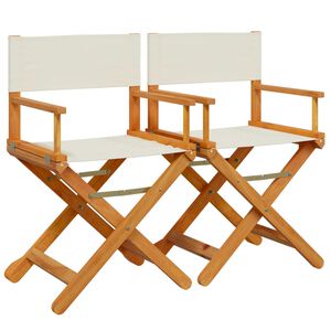 vidaXL Sillas de director plegables 2 unidades tela blanco crema