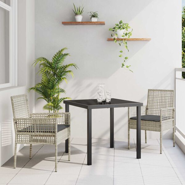 vidaXL Conjunto de Comedor de Jard&iacute;n 3 pcs Gris Claro rat&aacute;n sint&eacute;tico
