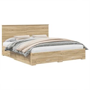 vidaXL Estructura de cama con cabecera Roble Sonoma 200 x 200 cm