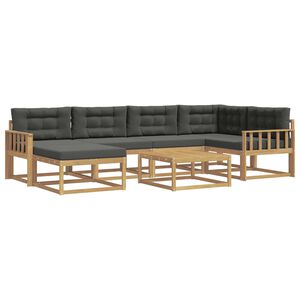 vidaXL Conjunto de sof&aacute;s de exterior 7 uds. Blanco y Antracita