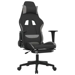 vidaXL Silla gaming con reposapi&eacute;s tela gris claro y negro