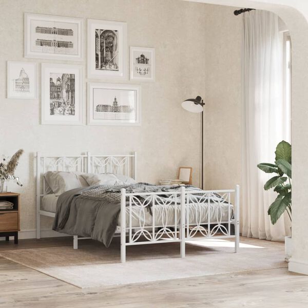 vidaXL Estructura cama sin colch&oacute;n con estribo metal blanco 120x190 cm