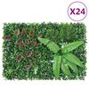  vidaXL Valla de plantas artificiales 24 uds verde 40x60 cm