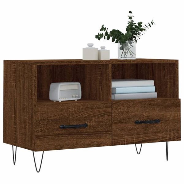 vidaXL Mueble para TV madera contrachapada roble marr&oacute;n 80x36x50 cm