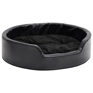 vidaXL Cama para perros felpa y cuero sint&eacute;tico negra 69x59x19 cm