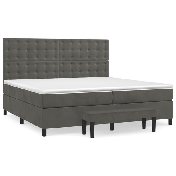vidaXL Cama box spring con colch&oacute;n terciopelo gris oscuro 200x200 cm