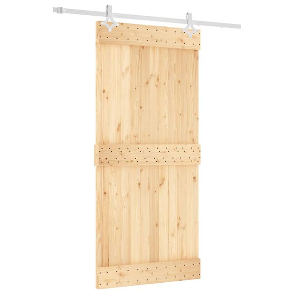 vidaXL Puerta corredera con herrajes madera maciza de pino 95x210 cm
