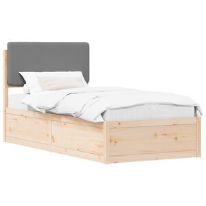 vidaXL Estructura de Cama con Cabecera Tapizada Gris Claro 90 x 190 cm