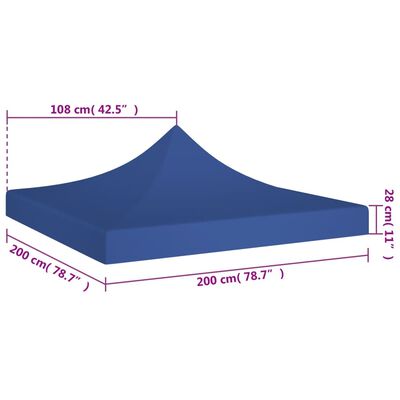 vidaXL Techo de carpa para celebraciones azul 2x2 m 270 g/m²
