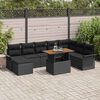 vidaXL Conjunto de sof&aacute; de jard&iacute;n con coj&iacute;n 9 pcs Negro