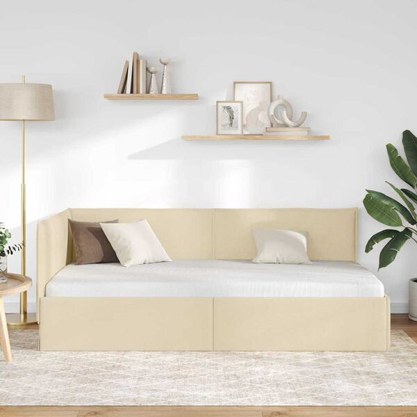 vidaXL Estructura de cama en esquina Crema 100 cm x 200 cm Terciopelo