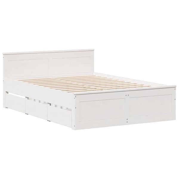 vidaXL Cama con cabecero sin colch&oacute;n madera maciza blanca 140x190 cm
