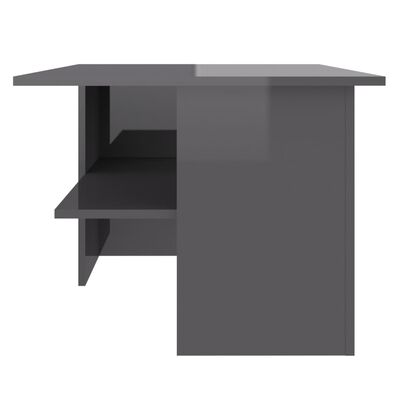 vidaXL Mesa de centro madera contrachapada gris brillante 90x60x46,5cm