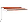 vidaXL Toldo autom&aacute;tico LED sensor de viento naranja y marr&oacute;n 4x3 m