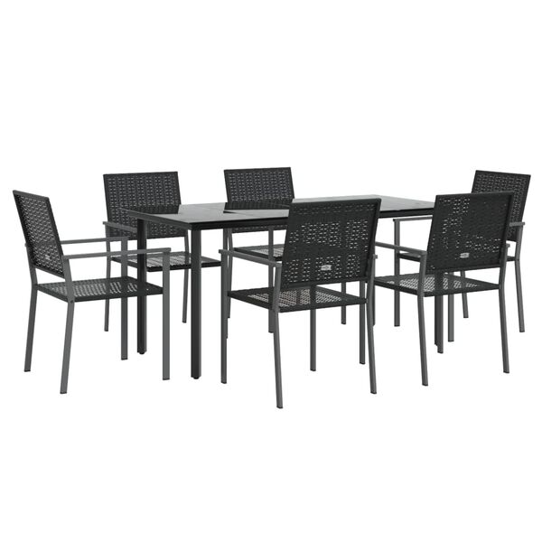 vidaXL Juego de comedor para jard&iacute;n 7 piezas rat&aacute;n sint&eacute;tico y acero