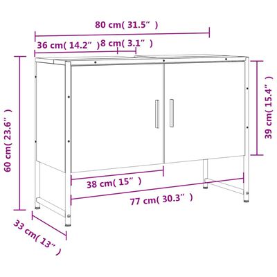 vidaXL Armario de lavabo de baño madera ingeniería negro 80x33x60 cm