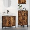 vidaXL Juego de muebles de ba&ntilde;o con caj&oacute;n 2 pcs Roble ahumado