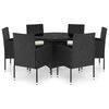 vidaXL Juego de comedor para jard&iacute;n 7 piezas rat&aacute;n sint&eacute;tico negro