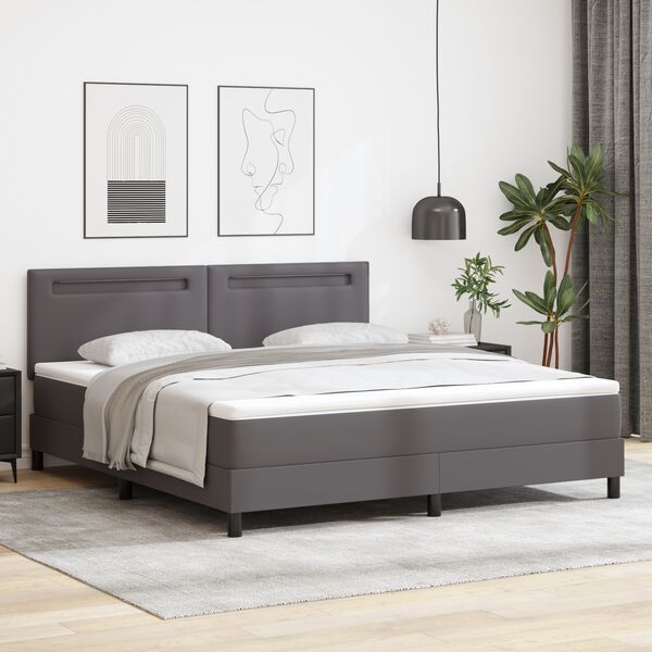 vidaXL Cama tipo Box Spring Gris 180 x 200 cm Cuero sint&eacute;tico
