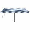 vidaXL Toldo manual retr&aacute;ctil con LED azul y blanco 450x300 cm