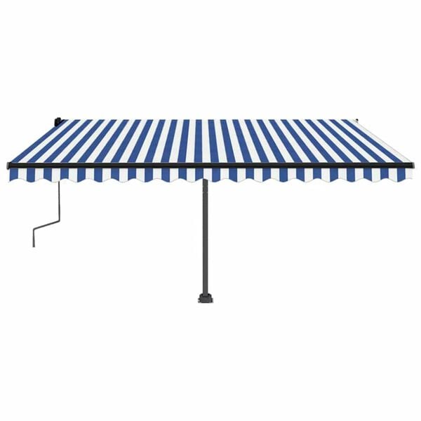 vidaXL Toldo manual retr&aacute;ctil con LED azul y blanco 450x300 cm