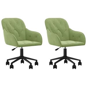 vidaXL Sillas de comedor giratorias 2 unidades terciopelo verde claro