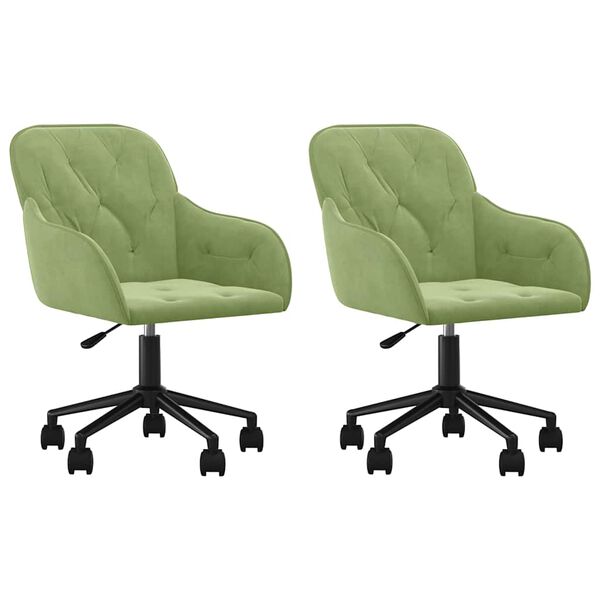 vidaXL Sillas de comedor giratorias 2 unidades terciopelo verde claro