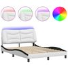 vidaXL Estructura de cama con LED sin colch&oacute;n Hvar blanco negro 140x200 cm