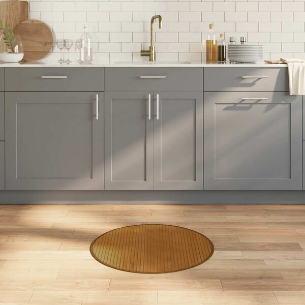 vidaXL Alfombra redonda bamb&uacute; marr&oacute;n 60 cm