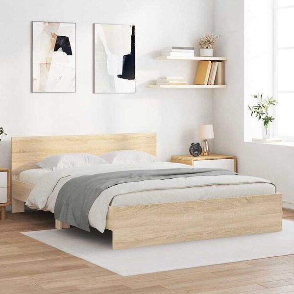 vidaXL Estructura de cama Sonoma 152 x 203 cm Madera de ingenier&iacute;a