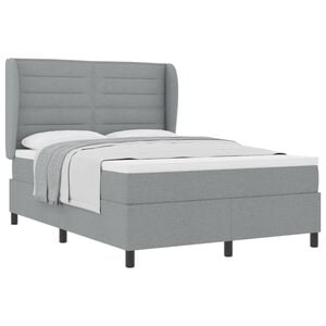 vidaXL Cama tipo Box Spring con colch&oacute;n Gris claro 140 x 190 cm tela