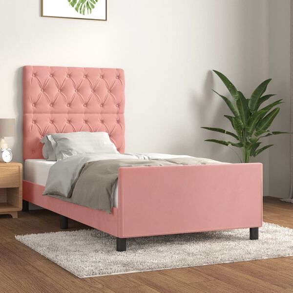 vidaXL Estructura de cama sin colch&oacute;n terciopelo rosa 80x200 cm
