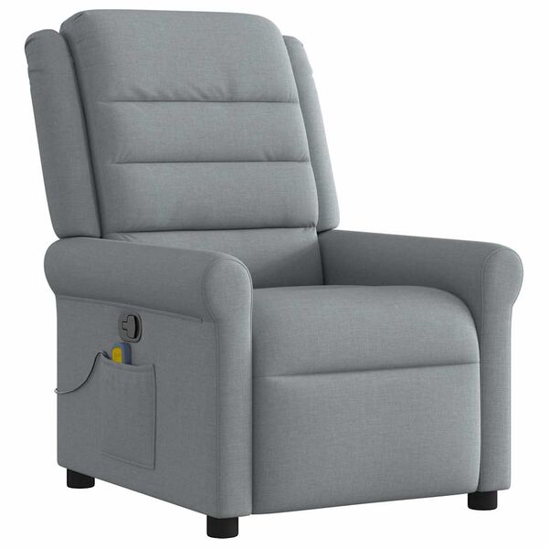 vidaXL Sillón reclinable de masaje de tela gris claro