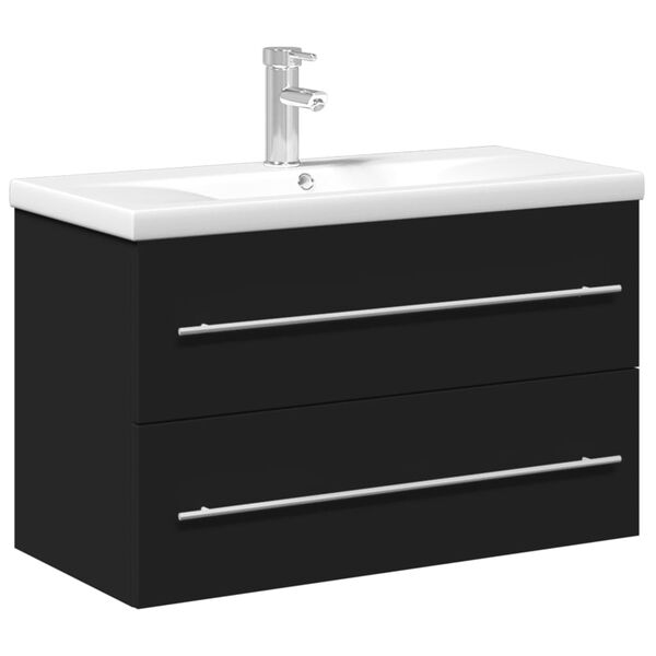 vidaXL Mueble de ba&ntilde;o con lavabo integrado negro