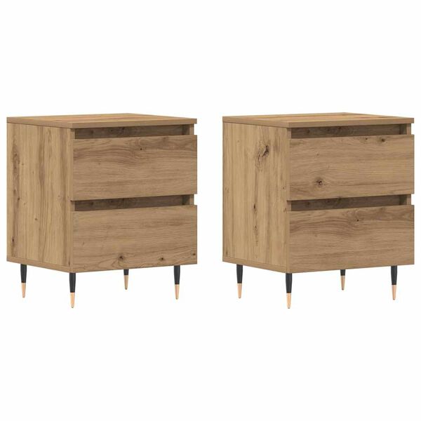 vidaXL Armario de Noche 2 pcs Roble artesanal 40 x 35 x 50 cm