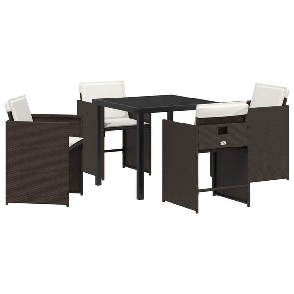 vidaXL Conjunto de Comedor de Jard&iacute;n 5 pcs Marr&oacute;n rat&aacute;n sint&eacute;tico